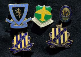 5 Vintage School Badge Bathurst High Scots Raglan Public Bhs Old Students Enamel