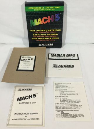 Access Software Mach 5 Fast Load Cartridge For Commodore 64 128 W/ Box
