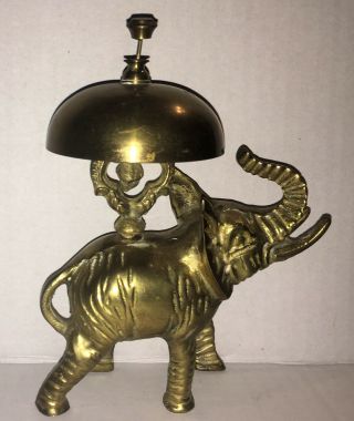Vintage Brass Elephant Desk Service Bell • Labeled Price Products Taiwan •