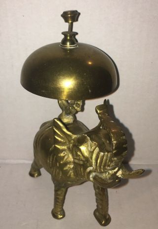 Vintage Brass ELEPHANT Desk Service Bell • Labeled PRICE PRODUCTS Taiwan • 3