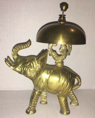 Vintage Brass ELEPHANT Desk Service Bell • Labeled PRICE PRODUCTS Taiwan • 5