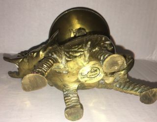 Vintage Brass ELEPHANT Desk Service Bell • Labeled PRICE PRODUCTS Taiwan • 6