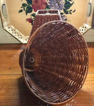 Set of 2 Bell Shaped Tan Brown Vintage Wicker Rattan Lamp Shades 6