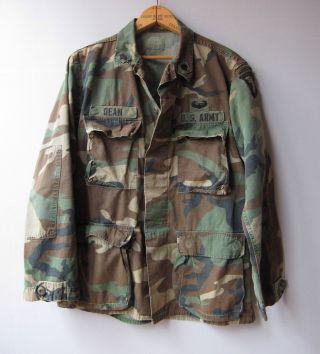 Vtg Army Camo Jacket Shirt Camouflage Green Us Military Woodland Cotton Small