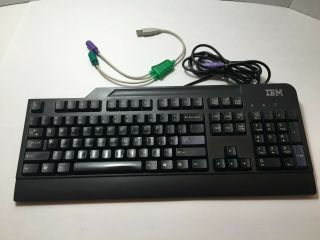Vintage Ibm Model Kb - 0225 Wired " Clicky " Keyboard With Ps/2 Usb Adapter