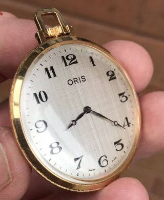A Gents Quality Vintage Oris Gold Plated Open Face Pocket Watch,  C1970s.