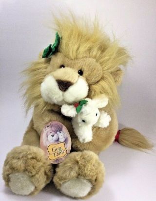 Vintage 1994 Stuffed Plush Animal The Lion And The Lamb 14” Dayton Hudson