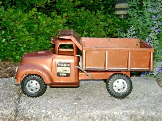 Vintage 1957 Tonka Hydraulic Dump Truck With Hood Scoop.  Ford.  Coppertone Color. 2