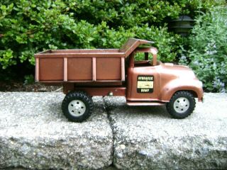 Vintage 1957 Tonka Hydraulic Dump Truck With Hood Scoop.  Ford.  Coppertone Color. 3