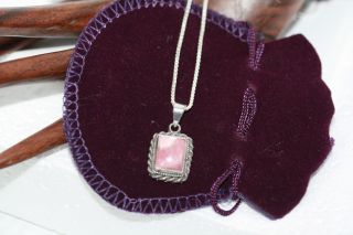 Real Sterling Silver Vintage 3 Ct Pink Moonstone Celtic Pendant Necklace Link