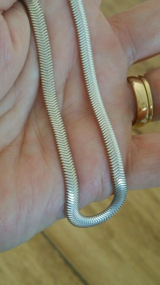 Vintage Fine Silver Flat Snake Chain Necklace Signed Cpm Birmingham