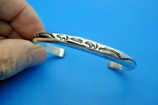 Vintage Native American Navajo Sterling Silver Stamped Cuff Bracelet - - 18.  3 Gms