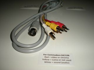 Commodore 64 5 - Pin Cable For Teknika Mj - 22 Monitor Or Tv With Video And Audio.