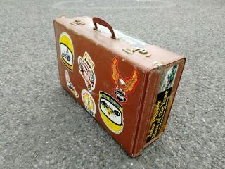 One Off Vintage Suitcase With Motorcycle Stickers 1970s Barry Sheene Ron Haslam