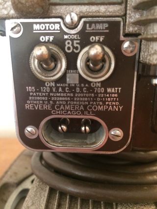 Vintage Revere Model 85 8MM Film Projector and Case - 8