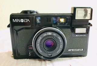 Vtg Minolta Hi - Matic Af2 - M Auto Focus Point & Shoot Camera 35mm 38mm 1:2.  8