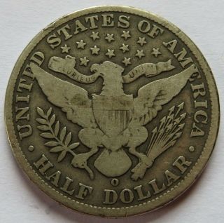 1905 - O Barber Silver Half Dollar - VG,  Vintage Orleans 50C coin (022044C) 2
