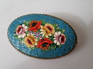 Vintage Circa Early To Mid 20th Century Micromosaic Brooch - 50 Mm X 30 Mm