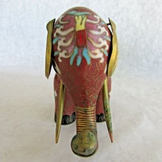 Vintage Cloisonne Elephant - Enamel on Brass - Red with Brass Accents 5