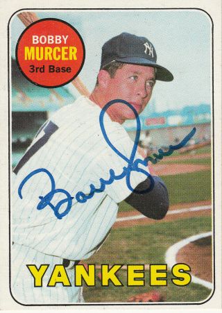 1969 Topps 657 Bobby Murcer Autographed Card - Vintage Ip Signature