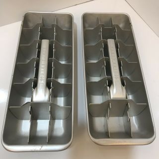 Two (2) Vintage Aluminium Ice Cube Tray With Bottom Tray