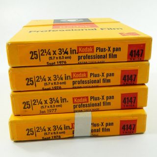 Kodak Plus - X Pan Professional Film 4 Boxes 2¼ " X 3¼ " Estar Thick Base Expired