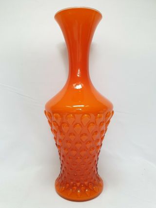 Empoli Opalina Fiorentina Stelvia Murano Large Orange Art Glass Vase Retro Vtg