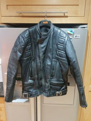 Vintage Belstaff Mens Leather Motorcycle Motorbike Jacket 46 Retro 80s Vintage