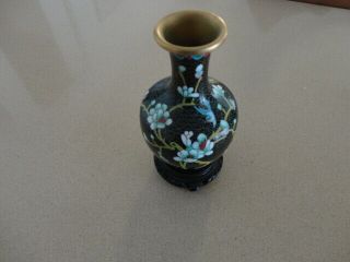 Vintage Chinese 16cm Cloisonne Vase & Stand