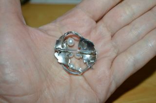 Vintage Japanese akoya pearls sterling silver brooch / pendant,  Mikimoto? 3