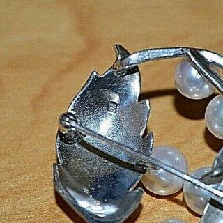 Vintage Japanese akoya pearls sterling silver brooch / pendant,  Mikimoto? 6