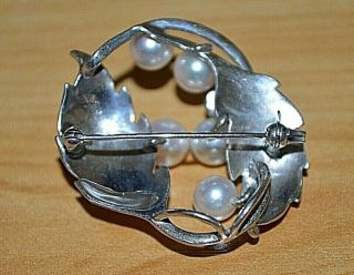 Vintage Japanese akoya pearls sterling silver brooch / pendant,  Mikimoto? 7