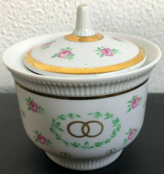 Vintage Ussr Lfz Lomonosov Soviet Russian Porcelain Wedding Sugar Bowl