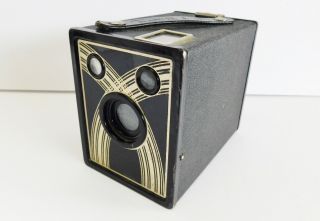 Vintage Marvel S - 20 Box Camera Ansco Between 1937 - 1940 Art Deco Pattern