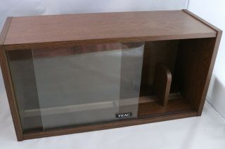 Vintage Retro TEAC Wood Grain CD/DVD Media Storage Cabinet Case Glass Doors 2