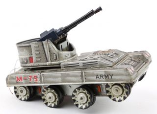 1950s M 75 Vintage Army Tin Toy Tank Battery Operated Japan Litho Military Parts