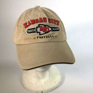 Vintage Kansas City Chiefs Nfl Football Hat Cap Khaki Embroidered Logo Strapback