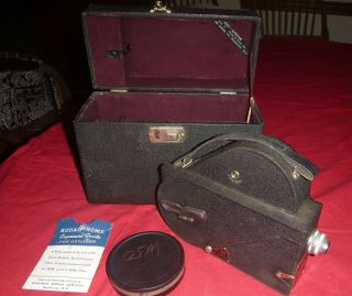 Vintage 16mm Cine - Kodak Model " E " Movie Camera With Case Film Holder & Guide