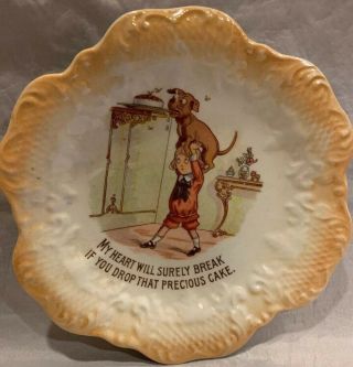 Vintage Buster Brown & Tiege Childs Porcelain Transfer - Ware Plate 6.  50”diameter