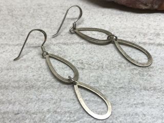 Vintage Modernist Solid Sterling Silver Drop Dangle Earrings