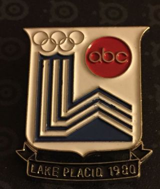 1980 Lake Placid Olympic Games Pin Badge Abc Media Vintage Cut Out Version Pin