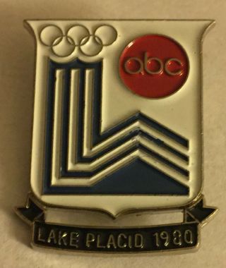 1980 LAKE PLACID OLYMPIC GAMES PIN BADGE ABC MEDIA VINTAGE CUT OUT VERSION PIN 2