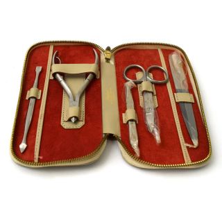 Vintage GRIFFON Manicure 5 - Piece Set with Top - grade Cowhide Zip Case 3
