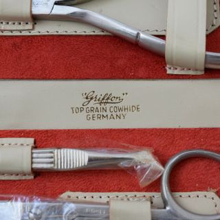 Vintage GRIFFON Manicure 5 - Piece Set with Top - grade Cowhide Zip Case 8