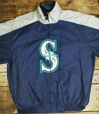 Vtg Seattle Mariners Baseball Merchandise Majestic Jacket L Sewn Logo