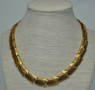 Vintage Napier Gold Tone Chunky Z/zigzag Pattern Link Necklace Choker 16 "