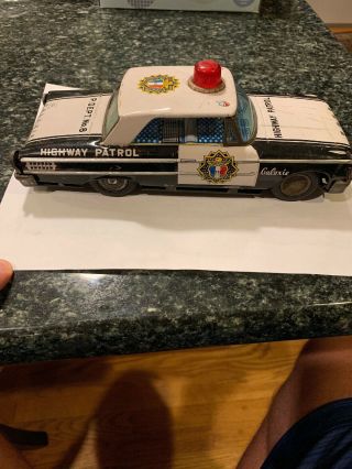 1960s Vintage Tin Litho Steel Toy Police Car Japan Ford Galaxie Highway Patrol
