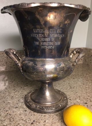 Vintage Elegant Poole Silver Plated Champagne Bucket Ice Cooler Trophy Engraved