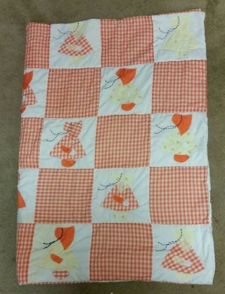 Vintage Holly Hobbie Quilted Twin Comforter Bedspread 56 " X 80 "