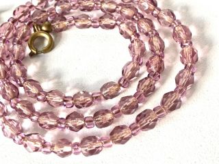 Vintage 20/30s Amethyst Purple Colour Small Glass Beaded Necklace - 16inch
